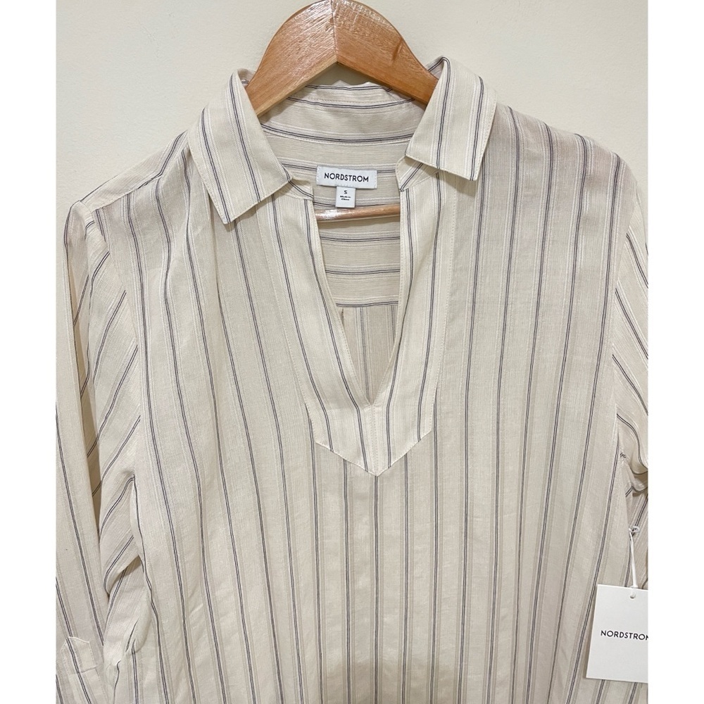 NWT Nordstrom Striped V-neck tunic Shirt Dress, Size Small $129 - Picture 7 of 16